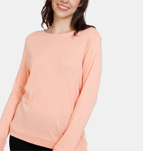 Peach-Coloured Ribbed Lounge Top